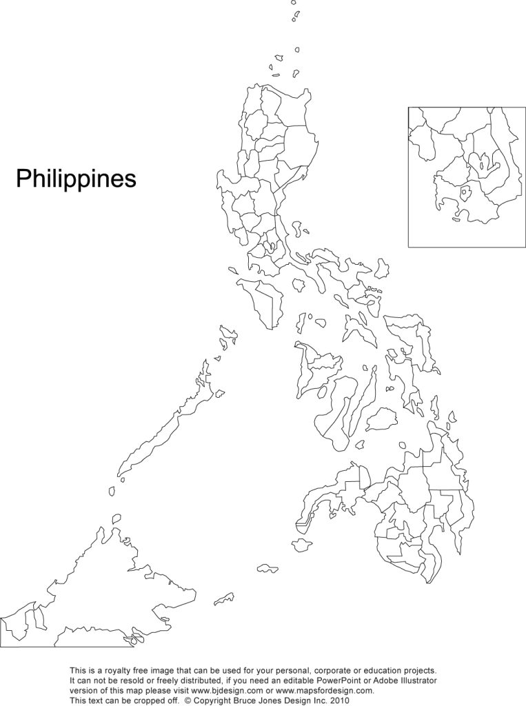 Royalty Free, Printable, Blank, Philippines Map with names, jpg format. Includes parts of Malaysia, Indonesia, and Brunei. This map can be printed out to make an 8.5 x 11 printable map.