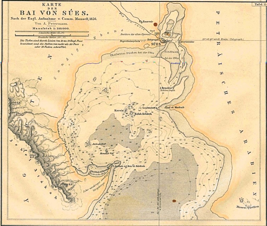 Suez 1856, Antique Historical Map of the middle east